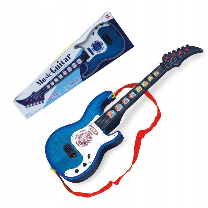 GITARA ROCKOWA DLA DZIECI ŚWIECI GRA INSTRUMENT DŹWIĘK