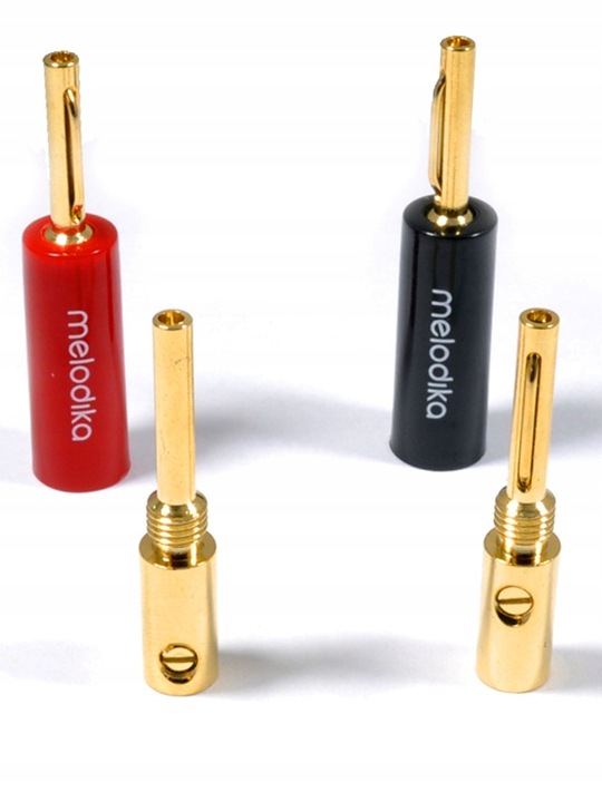 MELODIKA MDBAN4 WTYKI BANANOWE WTYK GŁOŚNIKOWY 4szt. ZŁOCONE edition