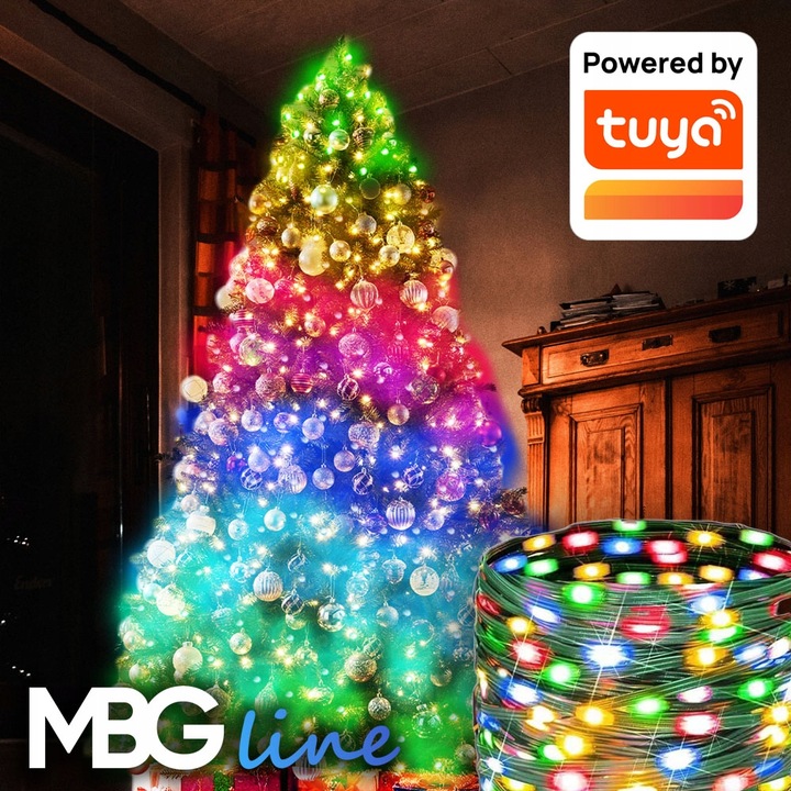 Lampki Choinkowe LED WIFI Świąteczne SMART taśma TUYA 20m 200szt MULTIKOLOR