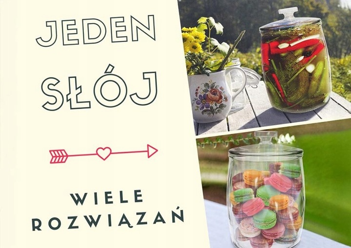 SŁÓJ SZKLANY POJEMNIK 4L SŁOIK NA OGÓRKI KUCHENNY OZDOBNY Z POKRYWĄ CANDY