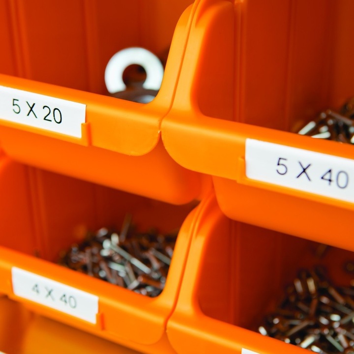 ORYGINALNA Taśma DYMO IND Rhino poliestrowa 9mm x 5,5m biała / czarny