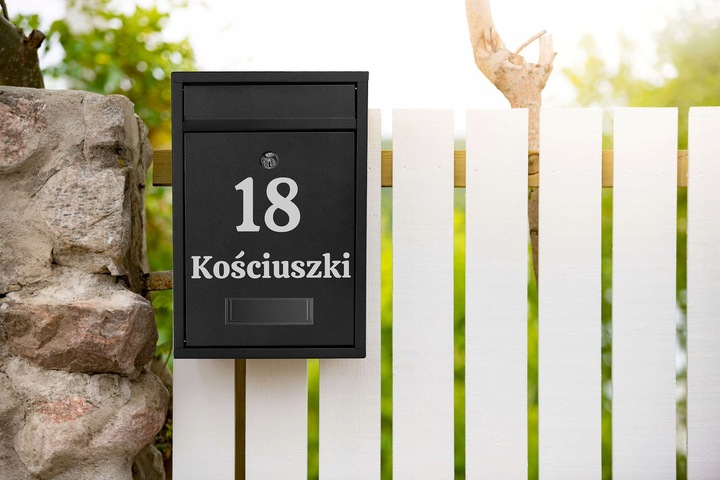 SKRZYNKA POCZTOWA NA LISTY POCZTĘ OGRODZENIE CZARNA Z NUMEREM DOMU