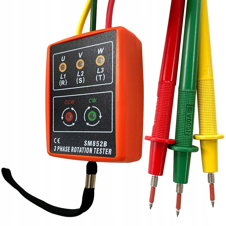 Miernik tester kolejności faz rotacji fazomierz 3-Fazowy AC SM852B 60V~600V