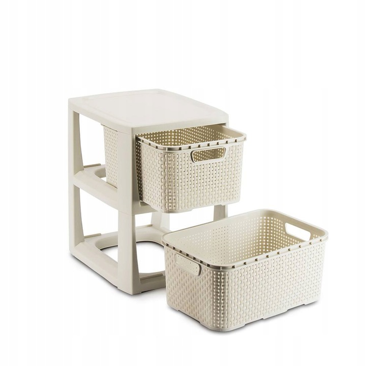 REGAŁ KOMODA STOJAK Z 2 KOSZAMI RATTAN BRANQ 1727A