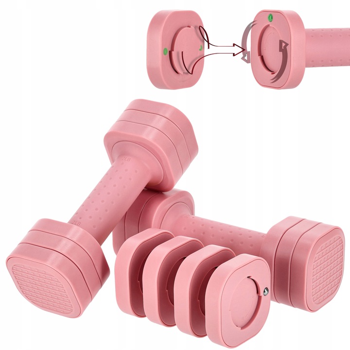 HANTELKI HANTLE CIĘŻARKI REWGULOWANE 4w1 ZESTAW DO ĆWICZEŃ FITNESS 2x2,27kg