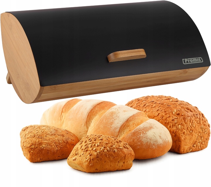 DUŻY CHLEBAK DREWNIANY METALOWY PROMIS POJEMNIK NA PIECZYWO CHLEB
