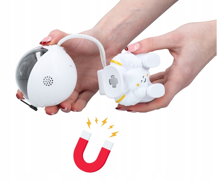 PROJEKTOR GWIAZD ASTRONAUTA SIEDZĄCY LAMPKA NOCNA DLA DZIECI XTECH BIAŁY