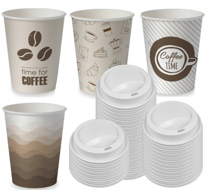 KUBKI PAPIEROWE DO KAWY 250ml + WIECZKA 100 szt