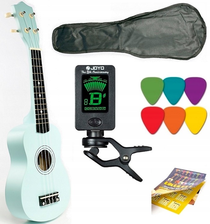 UKULELE SOPRANOWE +TUNER+TABELA+POKROWIEC NIEBIESKIE