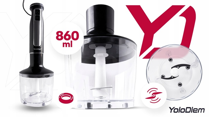 BLENDER RĘCZNY WIELOFUNKCYJNY 9W1 1500W PRO 4 TYTANOWE OSTRZA BOGATY