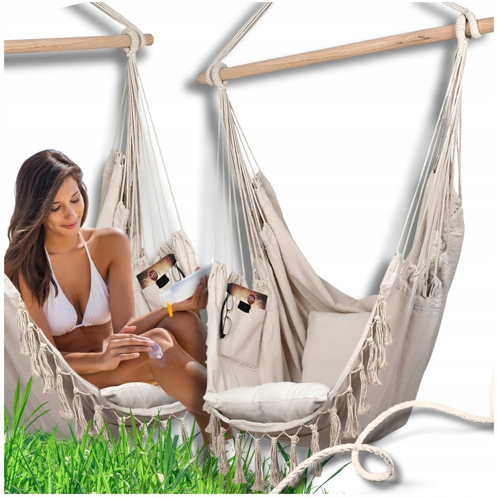 Fotel wiszący krzesło Brazylijskie Huśtawka Hamak Ogrodowy Na Balkon