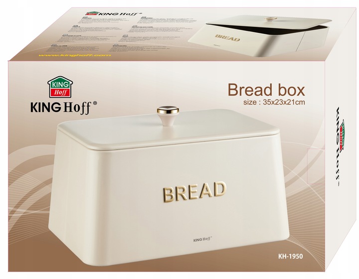 Chlebak KING Hoff KH-1950 kremowy metalowy elegancki design Pieczywo