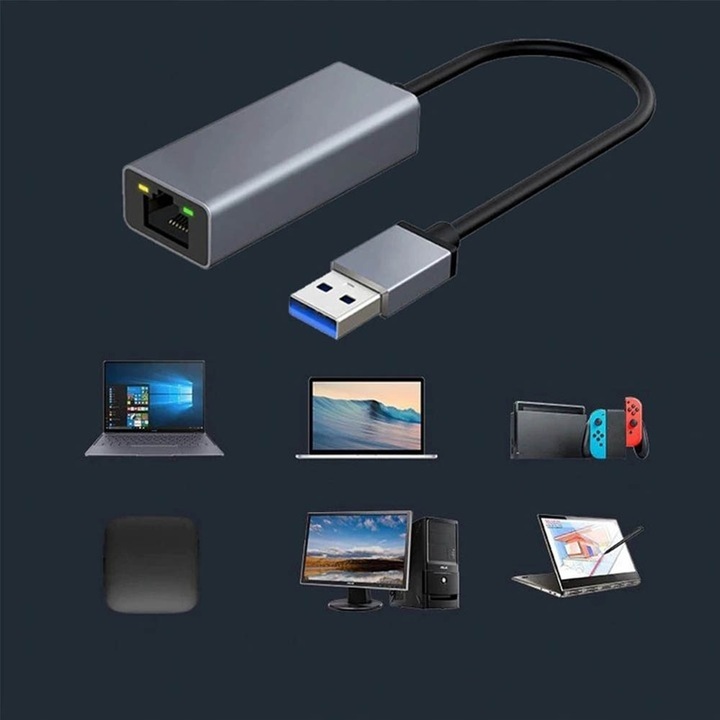 ADAPTER PRZEJŚCIÓWKA USB ETHERNET LAN RJ45 HUB KARTA SIECIOWA 1000MBPS