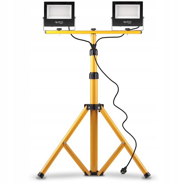 ZESTAW HALOGEN naświetlacz 2x 50W 4500K LAMPA LED STATYW budowlany