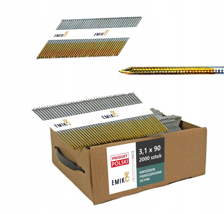 Gwoździe do gwoździarki łączone papierem 3,1x90mm 34° 2000szt