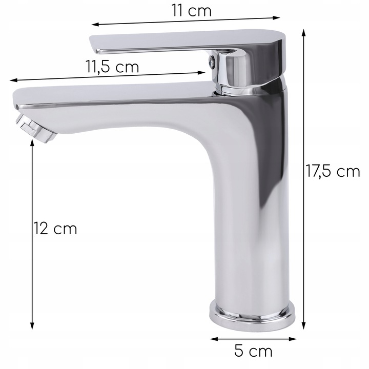 Bateria umywalkowa stojąca srebrna kran do łazienki chrom YOKA HOME