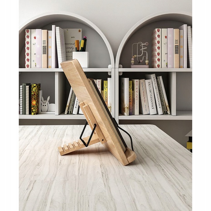 Stojak Podstawka na Książkę Bambusowa Regulowana Podpórka pod Tablet