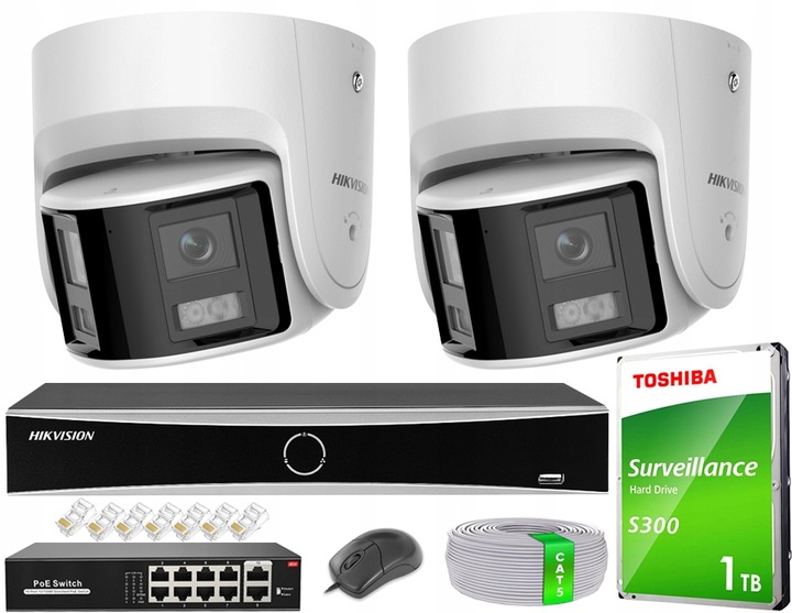 Zestaw Monitoringu 8MPx Hikvision Acusense 2x DS-2CD2346G2P-ISU/SL Panorama