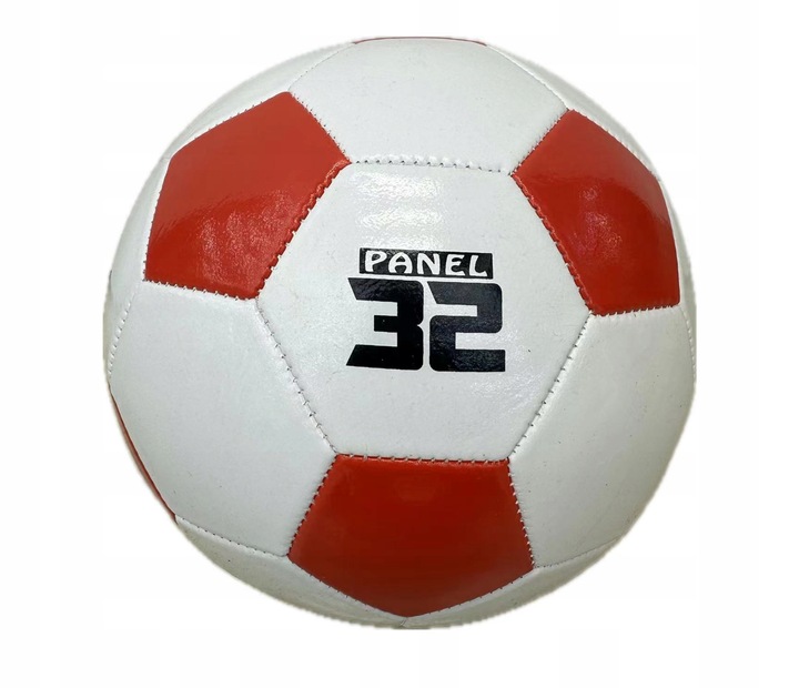 PIŁKA NOŻNA DO GRY W NOGĘ PIŁKĘ NOŻNĄ SKÓRA SZYTA BIAŁO CZERWONA