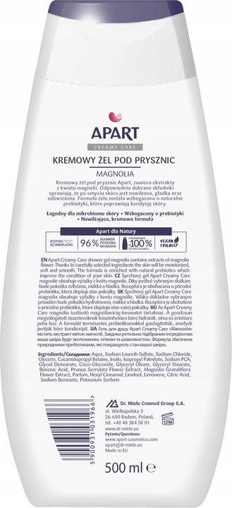 Apart Żel pod Prysznic Damski Vegan 96% Skł Pochodzenia Naturalnego 3x500ml