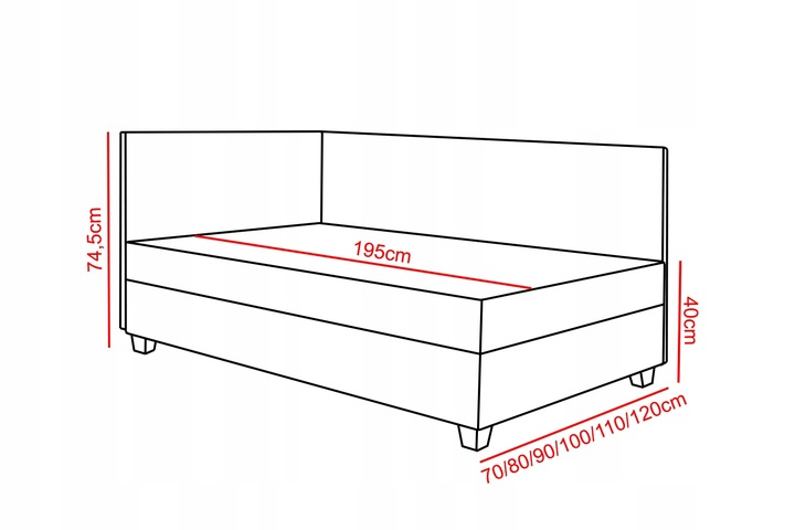 Tapczan pojedynczy łóżko z materacem Katrina 90 cm