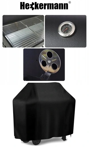 GRILL WĘGLOWY OGRODOWY 2 RUSZTY CHROMOWANE 2 PÓŁKI POPIELNIK TERMOMETR STAL