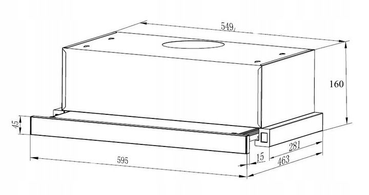 Czarny okap pochłaniacz kuchenny teleskopowy podszafkowy Marin 60cm