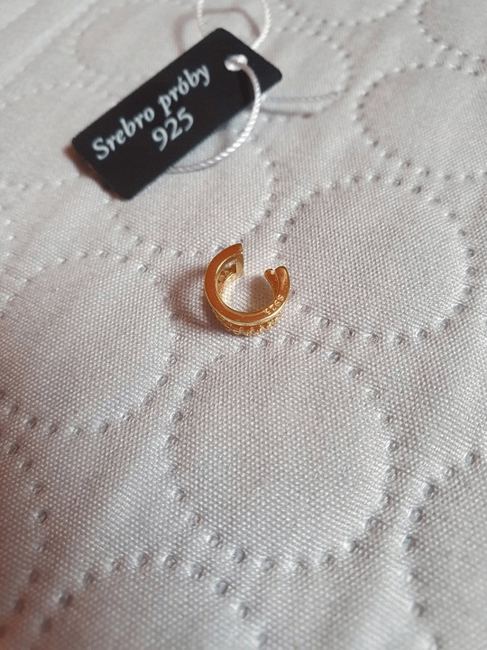 Złoty Kolczyk Nausznica Podwójna Kolczyk Srebro