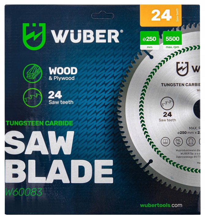 PIŁA TARCZA DO CIĘCIA DREWNA WIDIOWA WIDIA 250x30MM 24 ZĘBY 24T