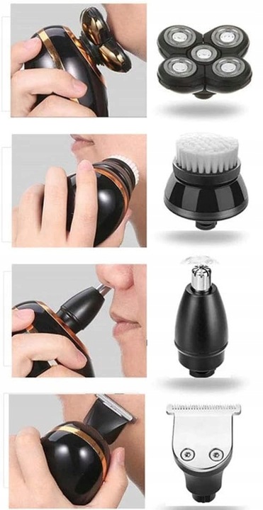 GOLARKA MĘSKA MASZYNKA ELEKTRYCZNA DO GOLENIA GŁOWY BRODY TRYMER 5W1