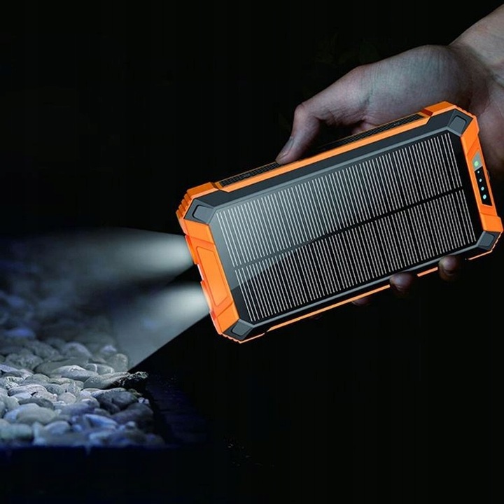 POWERBANK ŁADOWARKA PANEL SOLARNY INDUKCYJNY 30000mAh 6xUSB LATARKA 2x LED