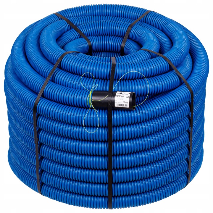 RURA KARBOWANA AROT 50mm 25m PESZEL DO ZIEMI Z PILOTEM NIEBIESKA DVR