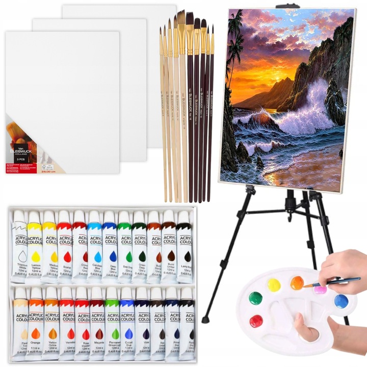 ZESTAW ARTYSTYCZNY MALARSKI DO MALOWANIA DLA DZIECI ZE SZTALUGĄ FARBY