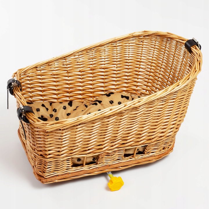 KOSZ ROWEROWY WIKLINOWY NA BAGAŻNIK TRANSPORTER TYLNY KOSZYK DUŻY PODUSZKA