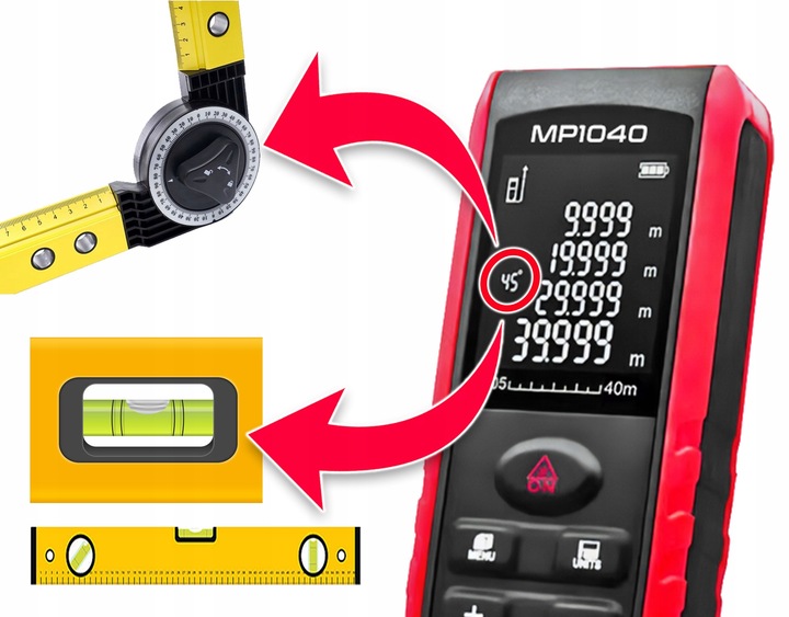 DALMIERZ LASEROWY 40M CYFROWY MIERNIK POZIOMICA LASEROWA MP1040