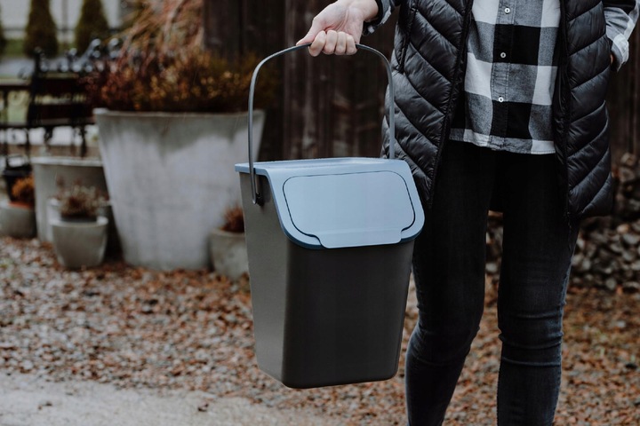 Kosz na Śmieci Odpady Łazienkowy Pojemnik do Segregacji Odpadów Czarny 25L