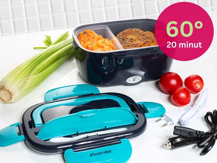 ELEKTRYCZNY LUNCH BOX termos obiadowy ŚNIADANÓWKA samochodowa KAMILLE 1,5 L