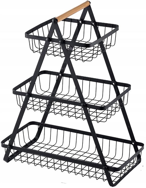 Koszyk TRZYPOZIOMOWY 3 piętrowy na owoce warzywa metalowy czarny Z