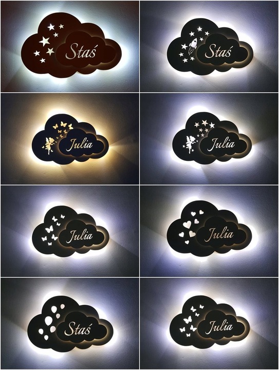 Lampka nocna LED CHMURKA -Gwiazdki z imieniem