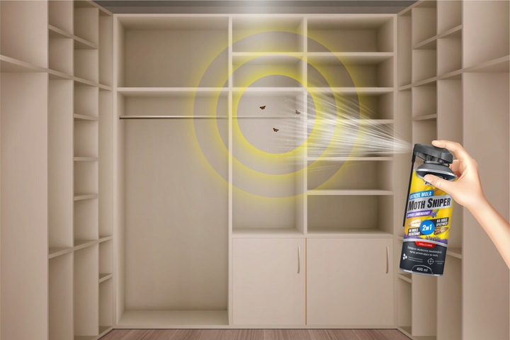 ŚRODEK SPRAY NA MOLE ODZIEŻOWE SPOŻYWCZE MUCHY NO PEST 400ML MOTH