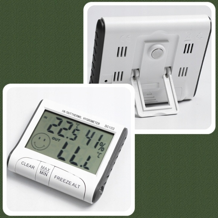 STACJA POGODOWA POGODY TERMOMETR POKOJOWY HIGROMETR CYFROWY Z SONDĄ