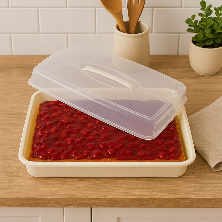 POJEMNIK NA CIASTO DUŻY BOX Z POKRYWĄ NA ŻYWNOŚĆ UCHWYT TRANSPORTER