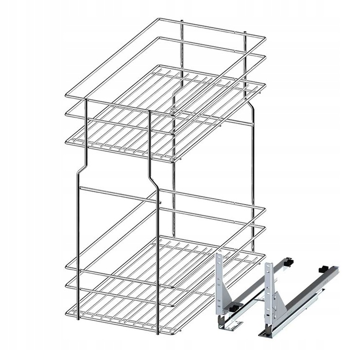 KOSZ CARGO MINI DOLNE PODBLATOWE 2 PÓŁKI 300 CICHY DOMYK WYSUW CHROM