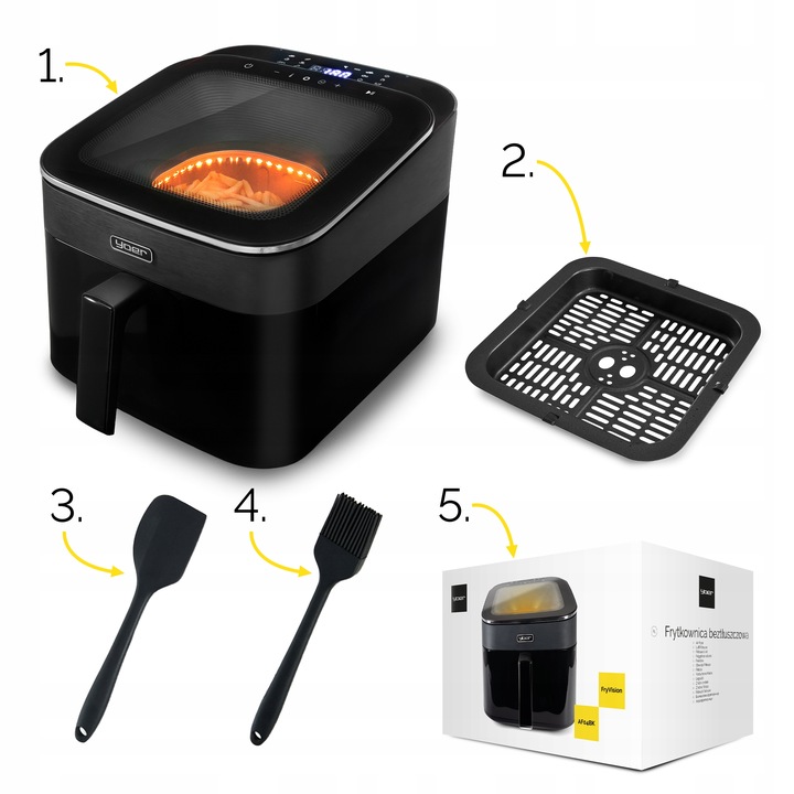 Frytkownica beztłuszczowa 6,5L Air Fryer Yoer 1700W +Duże okno 12 programów