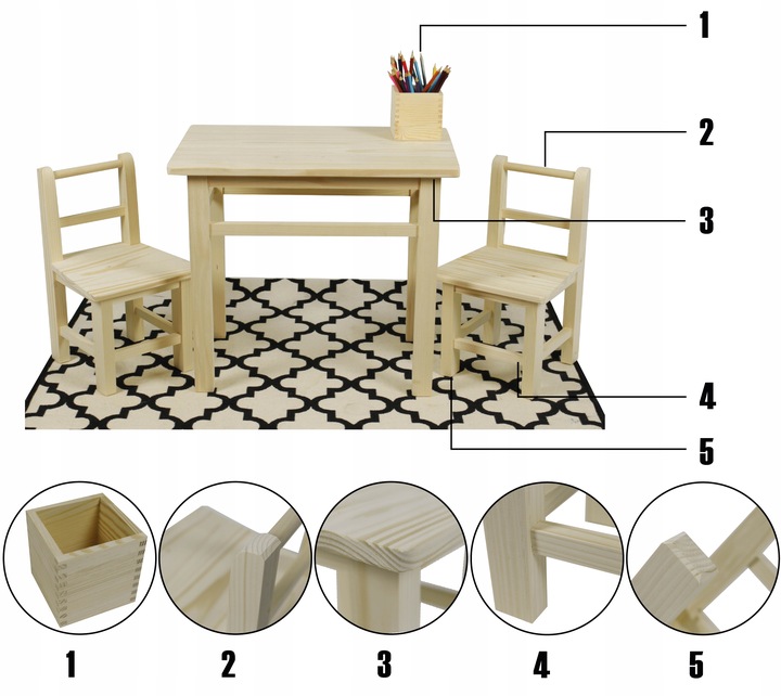 ZESTAW STÓŁ STOLIK BIURKO KRZESŁA KRZESEŁKA DLA DZIECI Z DREWNA DO POKOJU