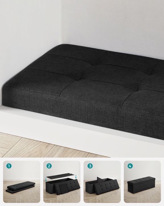 Pufa ze Schowkiem Składana Skrzynia Pojemnik Ława