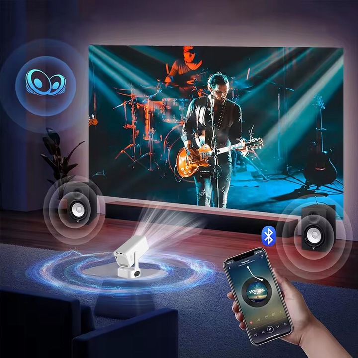 Mini Projektor Przenośny Rzutnik Android 13 WiFi 360 Full HD 4K do