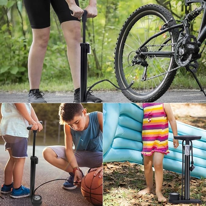 POMPKA ROWEROWA Z MANOMETREM RĘCZNA DO ROWERU PIŁEK SAMOCHODOWA PODŁOGOWA