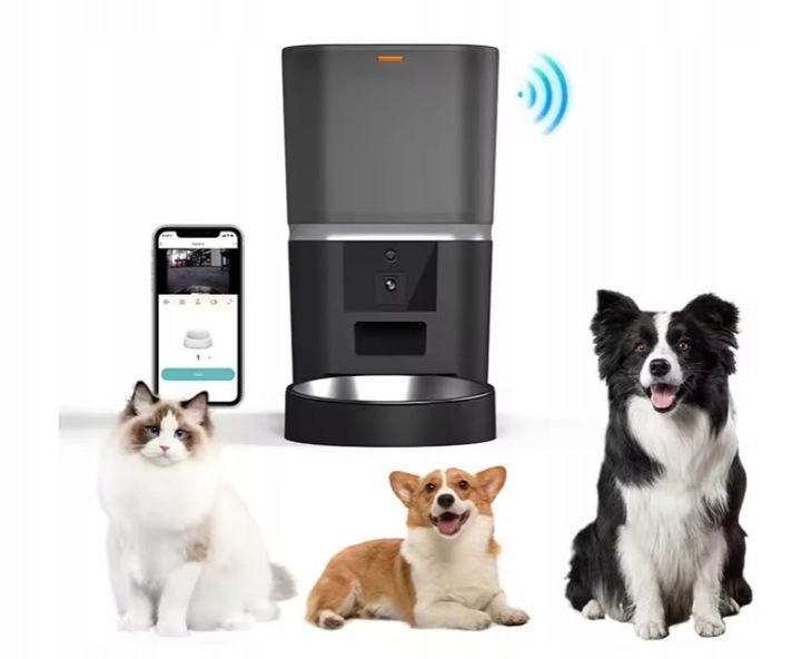 AUTOMATYCZNY PODAJNIK 6L Z KAMERĄ HD1080p Wi-Fi DOZOWNIK KARMY DLA PSA KOTA