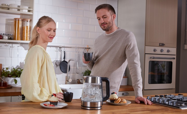 Czajnik elektryczny bezprzewodowy szklany STALOWY LED INOX 1,7l 2200W